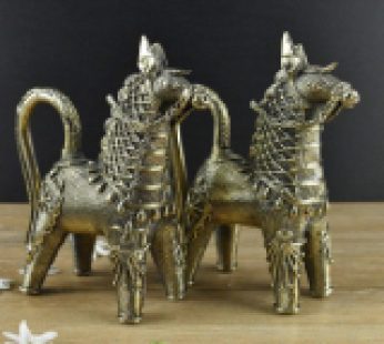 DHOKRA BRASS BANKURA HORSE – SET OF 2