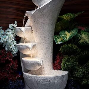Expleasia 7 Stacked Chalice Water Fountain for Home, Office, Garden (White) Water Fountain
