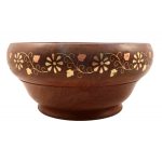 Sheesham Wood Handcrafted Brass- Copper Inlay Bowl